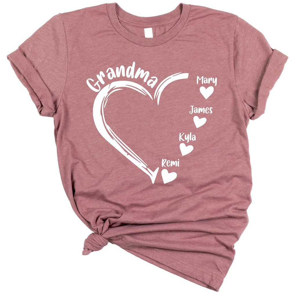 Personalized Grandma Shirt with Grandkids Names Gigi Tshirt for Women Nana Shirt Custom for Grammy Mimi Shirts with Kids Names