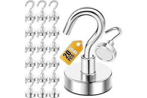 DIYMAG Magnetic Hooks, 30lbs+ Magnet Hook 2025 Cruise Cabin Ship Essentials Heavy Duty Strong Magnets Refrigerator Fridge Hanging for Classroom Beach Vacation Kitchen Grills Home 20 Pack (Silver)