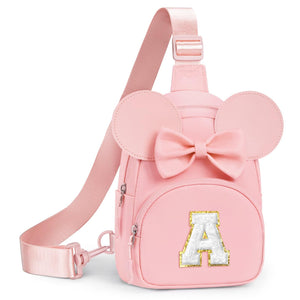 YOOLIFE Easter Gifts for Kids Girls Birthday Gifts for 2 3 4 5 6 7 8 Year Old Girls Kids, Initial Sling Bag Crossbody Bag for Little Girl Purse, Fanny Pack for Girl Easter Basket Stuffers, Pink (A)
