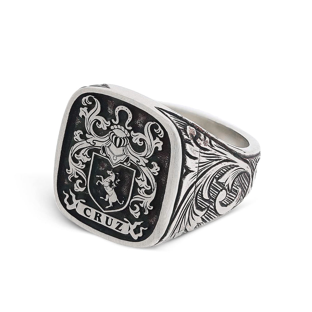ElmasIs Coat of Arms Ring, Family Crest Ring, Personalized Men's Signet Ring, Sterling Silver, Gold Plated