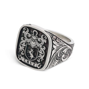 ElmasIs Coat of Arms Ring, Family Crest Ring, Personalized Men's Signet Ring, Sterling Silver, Gold Plated