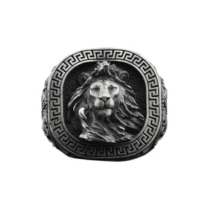 BySilverStone - Maned Lion Handmade Sterling Silver Men Signet Jewelry, Animal Motif Ring, Leo Zodiac Sign Ring, Leo Astrology Signet Rings for Men, Lion Jewelry