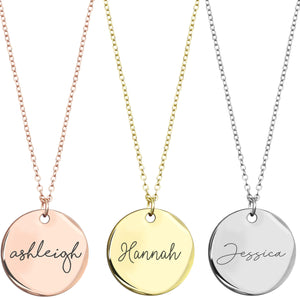 MignonandMignon Personalized Coin Name Necklace Custom Engraved Jewelry Gift for Bridesmaid Birthday Handmade Jewelry for Women Mom Gift for Her – LCN-N