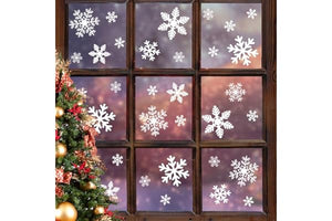 LUDILO 135Pcs Christmas Window Clings Snowflakes Window Decals Static Window Stickers for Christmas Decorations Windows Décor Ornaments Xmas Party Supplies Thanksgiving Party Décor