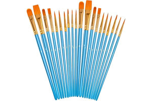 Soucolor Acrylic Paint Brushes Set, 20Pcs Round Pointed Tip Artist Paintbrushes for Acrylic Oil Watercolor Canvases Rock Body Face Nail Miniature Detailing Drawing Art Supplies