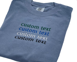 Comfort Colors Custom Embroidered Shirts for Women Men, Personalized Embroidery Shirts, Add Your Custom Text Name, Business Name Multicolor