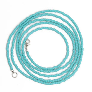 Kathy Bankston Handmade Turquoise Seed Bead Necklace Matte Finish, Thin 1.5mm Single Strand
