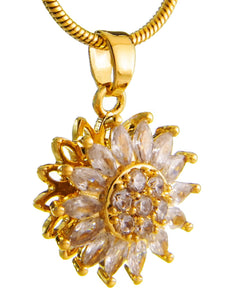 You are My Sunshine Necklace, 18K Gold Plated Spinning Sunflower Pendant with Cubic Zirconia Stones for Women; Graduation Necklace Gift; Special Meaningful Gift for Mom Women