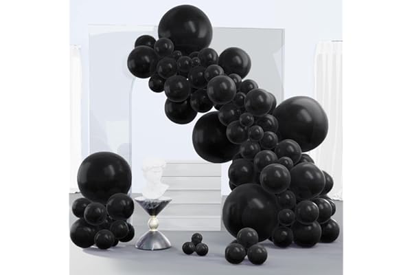 PartyWoo Black Balloons 140 pcs Different Sizes Pack of 18 12 10 5 Inch Matte Black Latex Balloon Arch Kit Garland for Graduation Halloween New Year Anniversary Birthday Party Decorations Black-Y18