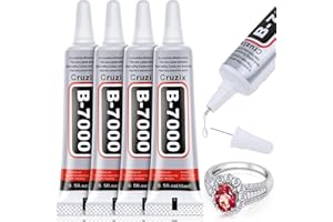 B-7000 Glue Clear for Rhinestone Crafts, Jewelry and Bead Adhesive B7000 Semi Fluid High Viscosity Glues for Clothes Shoes Fabric Cell Phones Screen Repair Metal Stone Nail Art Glass (4x15 ml/0.5 oz)