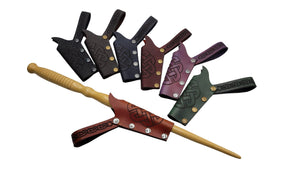 Small Leather Wand Holster Sheath - Celtic Knot Themed Holder