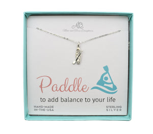 Standup Paddle Board Charm Pendant in Sterling Silver on an 18 Inch Sterling Silver Cable Chain. Paddle Board Necklace. Paddle Board Jewelry
