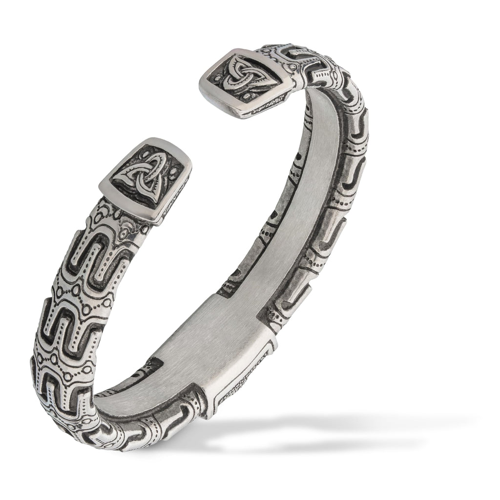 Viking Bracelet Vegvisir - Adjustable Pewter Norse Arm Ring Triquetra - Scandinavian Nordic Mythology Strong Handmade Pagan Jewelry - Magical Stave Bangle Ring Cuff for Men Women - Fathers Day Gift