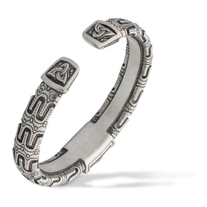 Viking Bracelet Vegvisir - Adjustable Pewter Norse Arm Ring Triquetra - Scandinavian Nordic Mythology Strong Handmade Pagan Jewelry - Magical Stave Bangle Ring Cuff for Men Women - Fathers Day Gift
