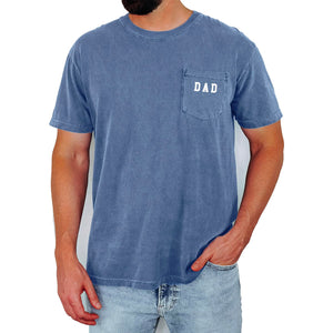 Verita Culture Dad Pocket Shirts for Men Daddy Garment Dyed Letter Printed T-Shirt Mama Graphic Tee Casual Short Sleeve Tops Tee Blue Jean