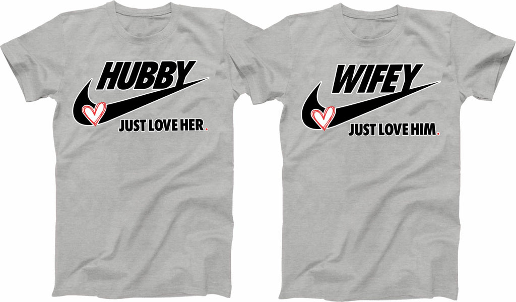 Husband and Wife Jutst Love her, Just Love Him, Valentines Best Gift Couples, Matching Shirts, T-Shirt Tee Black