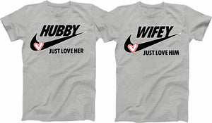 Husband and Wife Jutst Love her, Just Love Him, Valentines Best Gift Couples, Matching Shirts, T-Shirt Tee Black