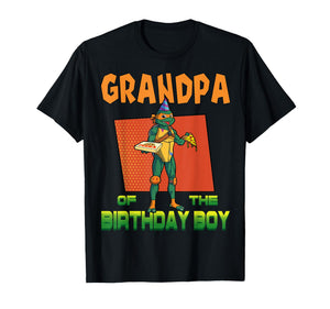 Mademark x Teenage Mutant Ninja Turtles - Mikey Grandpa of the Birthday Boy Pizza Theme Party T-Shirt