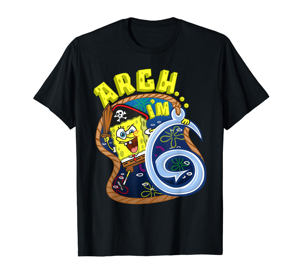 Mademark x SpongeBob SquarePants - SpongeBob Im 6 Pirate Theme 6th Birthday Sixth Birthday Gift T-Shirt