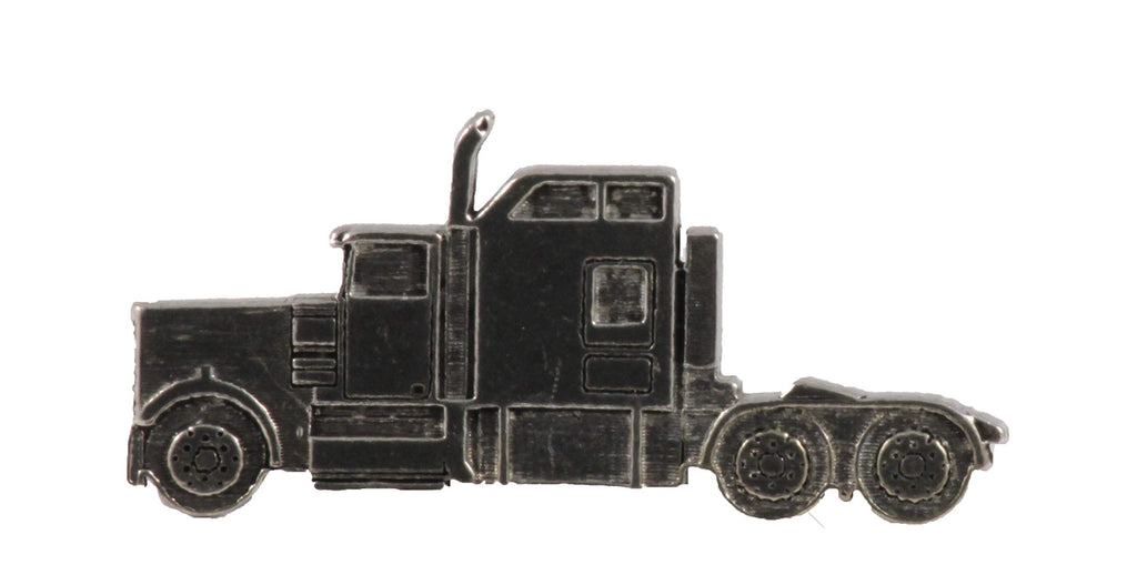 Semi Truck Pin, Pewter, A236, 2 Inches, 100% Handmade in the USA, Trucking, Longhaul, Big Rig, Realistic, Metal, Lapel, Hat, Brooch, Gift, Jewlery, Over 3100 Unique Designs