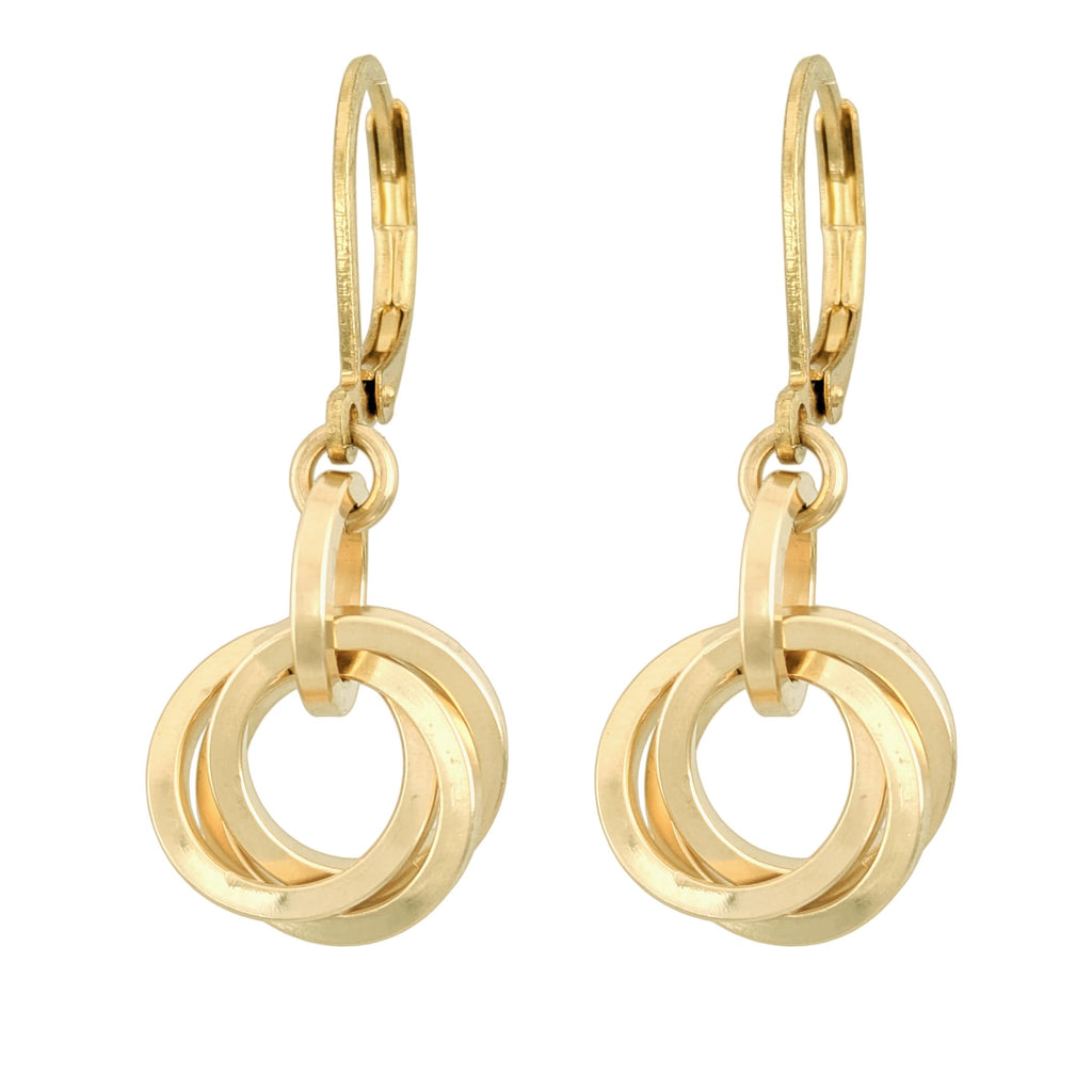 Classic 14K Gold?Filled Leverback Dangle Earrings - Lightweight Nickel?Free Hypoallergenic Design - Secure Clasp, USA Crafted, Everyday Dressy Minimalist Design - 1.25" L / 0.75" Drop / 0.5" W