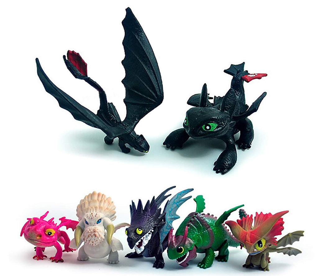 Toysvill Dragon httyd Collection (Set 7 pcs) / Night Fury (Toothless), Action Figures, Cake Toppers Figurines, Toys Gift Figure
