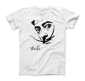 Salvador Dali Portrait Sketch Artwork T-Shirt (Adults, Kids, Short & Long Sleeve) White