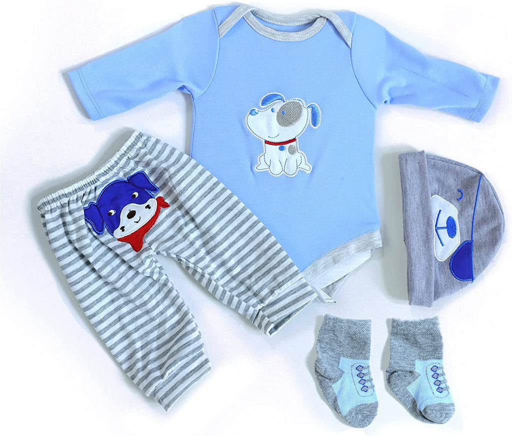 MAIHAO Reborn Baby Doll Clothes for 17-22 Inch Newborn Baby Dolls Clothing Boy Outfit Accessories?Puppy Pattern 4pcs Set ?