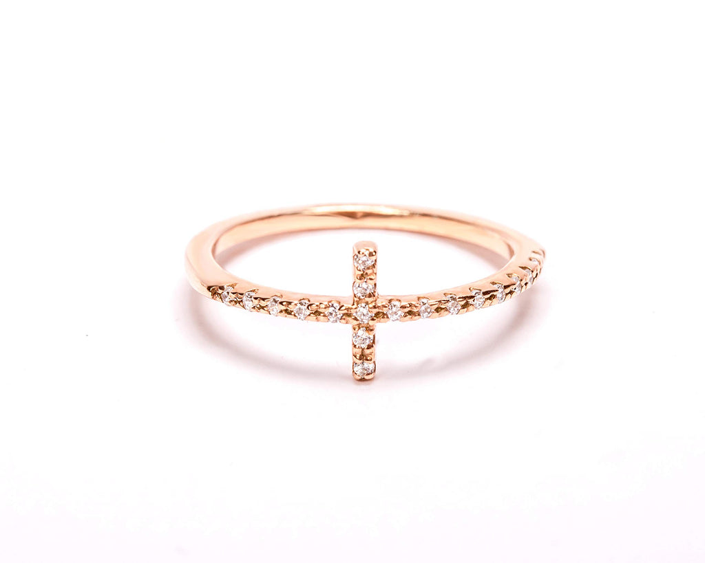 Cross Ring Gold With Diamonds, Dainty Cross Ring, Sideways Cross Ring Sterling Silver, Cross Ring Women, Cross Ring Gold, Mother's Day Gift, Symbol of Faith