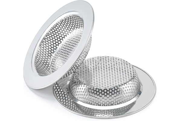 Honmein 2 Pcs Sink Strainer for Most Kitchen Sink Drain Basket, Upgraded Double-Layer Safe Design Kitchen Sink Strainer (Outer Diameter 4.5 Inch)