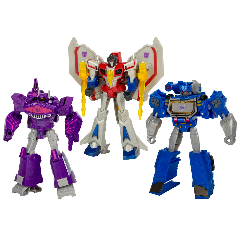 Transformers Decepticon Commander 3-Pack of 5-Inch Robot Action Figures for Boys and Girls, Starscream, Shockwave & Soundwave, Interactive Toys for Kids Ages 6 and Up