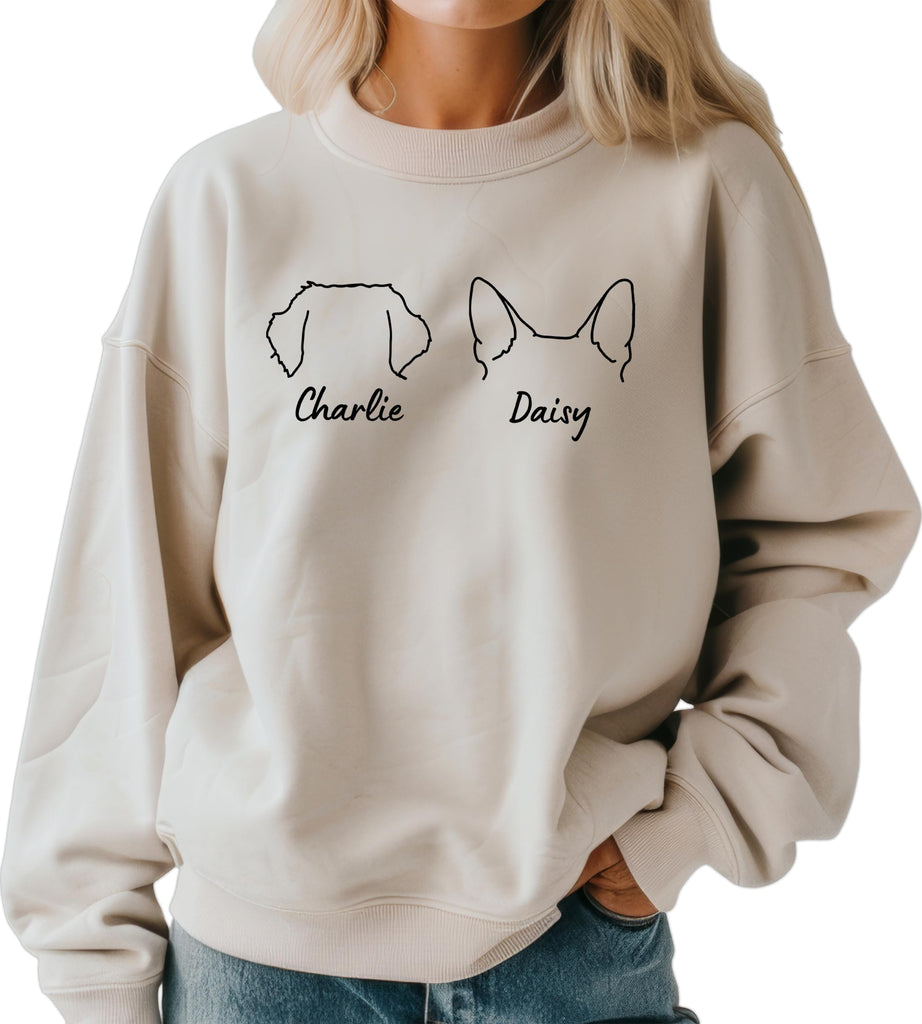 coreus Custom Dog Ears Sweatshirt Personalized Puppy Sweater Puppy Mom Sweatshirt Women Dog Lover Gifts for Christmas Cat Dad Gifts