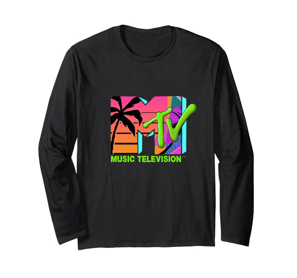 The Official MTV Logo with Retro Palms in Paradise Long Sleeve T-Shirt