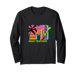 The Official MTV Logo with Retro Palms in Paradise Long Sleeve T-Shirt