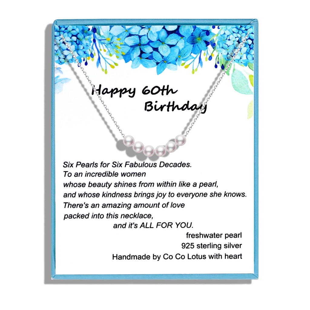 60th Birthday Gifts for Women, Simple White Pearl Necklace Crafted with 6mm Freshwater Cultured Pearl and Sterling Silver Adjustable Cable Chain, Gifts for Women