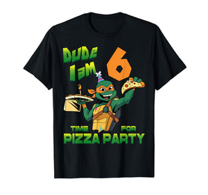 Mademark x Teenage Mutant Ninja Turtles - Dude I am 6 Years Old Mikey Pizza Birthday Party T-Shirt