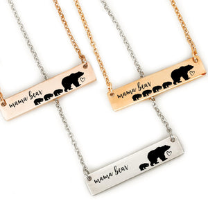 Mama Bear Necklace Mama Bear Necklace with Cubs Mama Bear with cubs Mom Necklace Bar Necklace Mama Bear Jewelry Mother's Day Gift ST-MBEAR-BAR