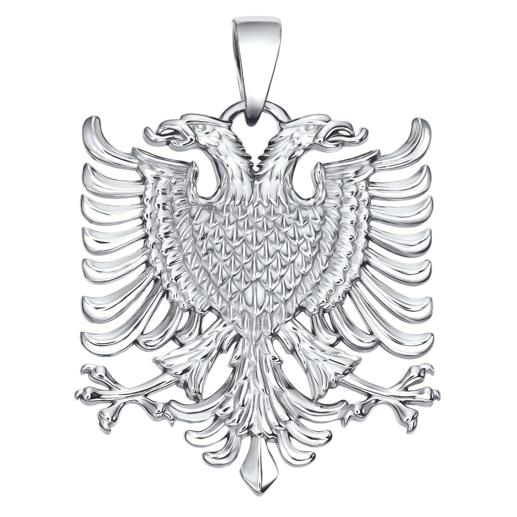 Artigianno Albanian Eagle Necklace Silver Pendant, Albania Coat of Arms Necklace Handmade Jewelry, Pendant Only