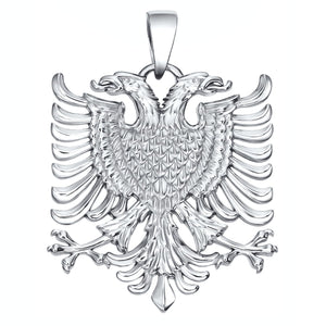Artigianno Albanian Eagle Necklace Silver Pendant, Albania Coat of Arms Necklace Handmade Jewelry, Pendant Only