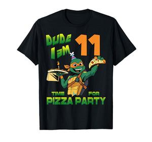 Mademark x Teenage Mutant Ninja Turtles - Dude I am 11 Years Old Mikey Pizza Birthday Party T-Shirt