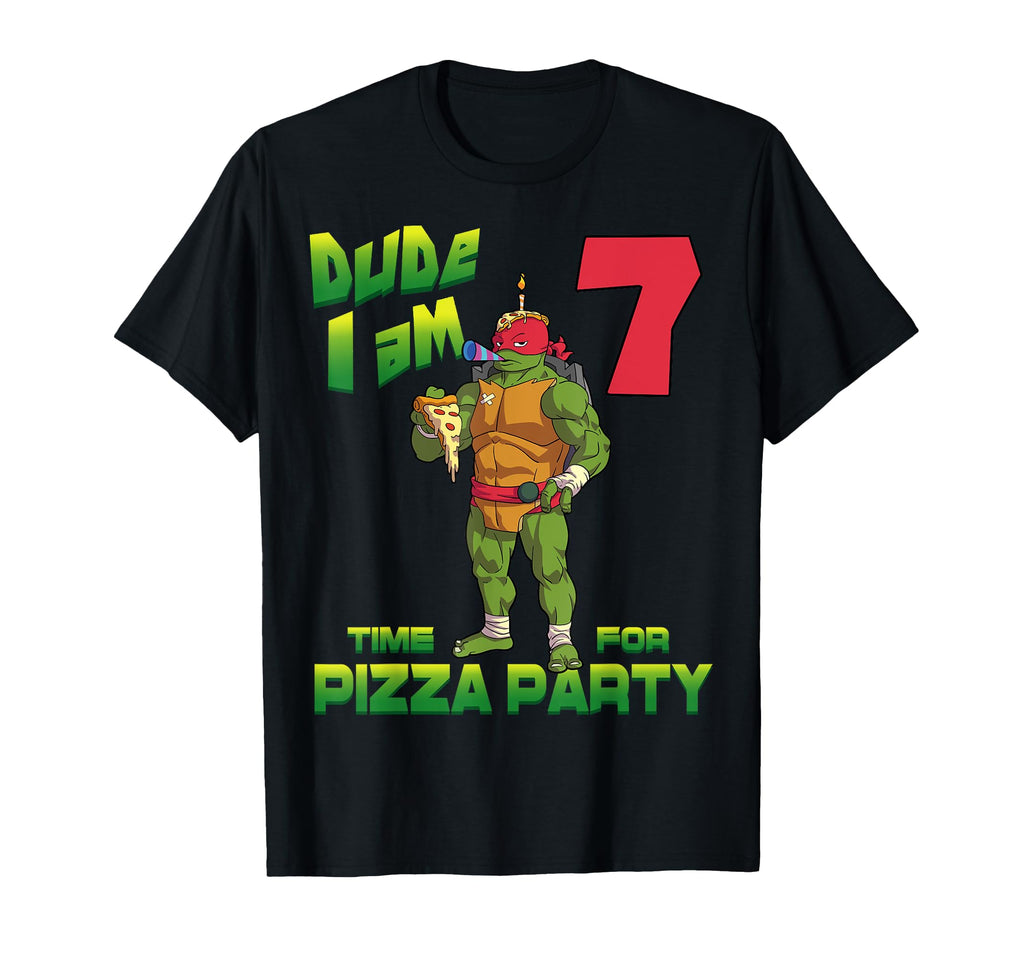 Mademark x Teenage Mutant Ninja Turtles - Dude I am 7 Years Old Raphael Pizza Birthday Party T-Shirt