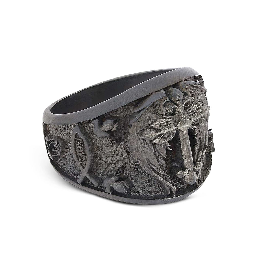 Crusader Ring, Chi Rho Ring, Silver Christian Ring, Templars Cross Ring, Bishop Signet Ring, Catholic Ring for Man, Trinity Knot Gif