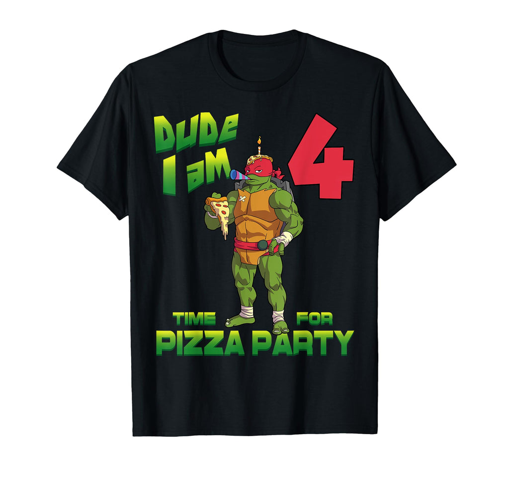 Mademark x Teenage Mutant Ninja Turtles - Dude I am 4 Years Old Raph Pizza Birthday Party T-Shirt