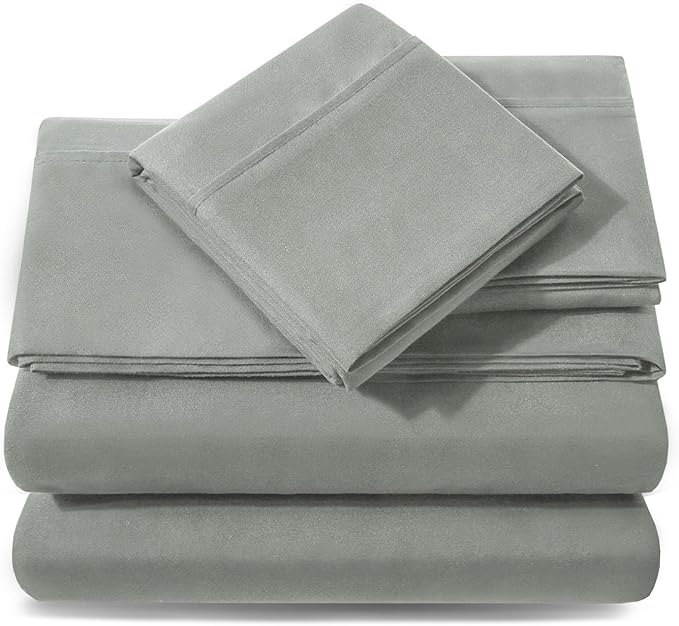 Casa Platino Bed Sheets Full – 100% Cotton Full Size Bed Sheet Set with 4 Pillowcases, Cool and Soft Percale Fabric, Ideal for All-Season Comfort, Ultra Soft with 15" Deep Pocket Fitted Sheet – Grey