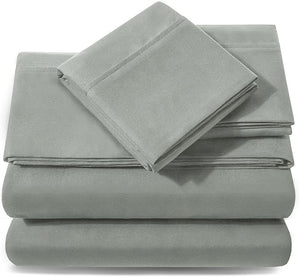 Casa Platino Bed Sheets Full – 100% Cotton Full Size Bed Sheet Set with 4 Pillowcases, Cool and Soft Percale Fabric, Ideal for All-Season Comfort, Ultra Soft with 15" Deep Pocket Fitted Sheet – Grey