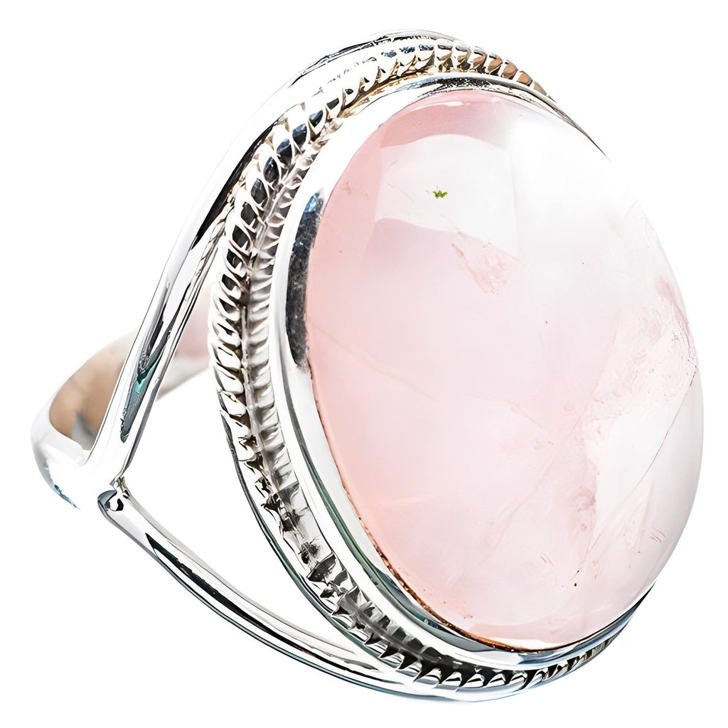 NavyaCraft Rose Quartz Ring, 925 Sterling Silver Handmade Statement Promise Rings for Women, Natural Pink Oval Gemstone Boho Jewelry, January Birthstone, Gift for Her Birthday Anniversary (4)