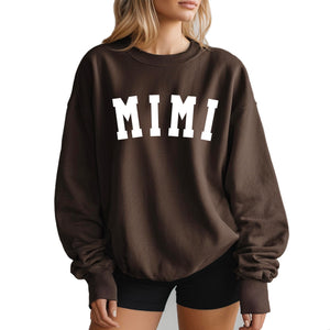 Verita Culture Mimi Grandma Women's Long Sleeve Crewneck Sweatshirt, Grandma Letter Print Graphic Shirts Pullover Tops Multi Colors