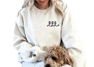 Up2ournecksinfabric, Custom Dog Mom Sweatshirt - Women's Paw Sweatshirt Gift for Dog Lover Grey