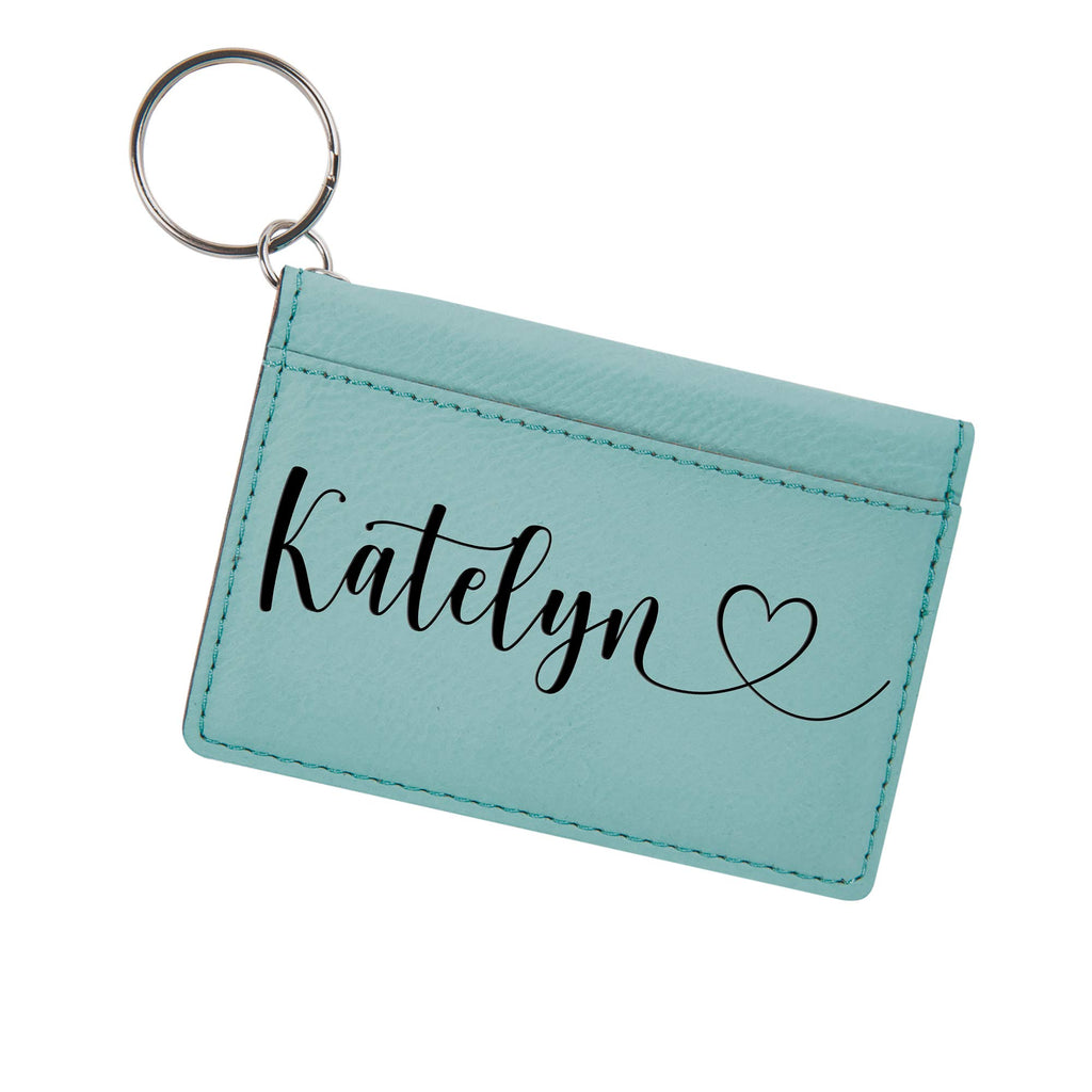 Pawtastic Designs Keychain Wallet with Name Personalized ID Card Holder Custom Engraved Vegan Leather (Choice of Color)