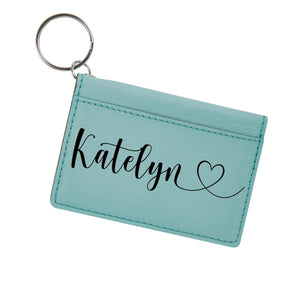 Pawtastic Designs Keychain Wallet with Name Personalized ID Card Holder Custom Engraved Vegan Leather (Choice of Color)